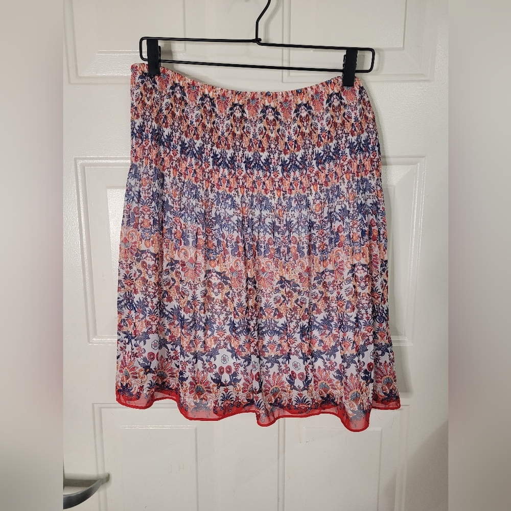 Max Studio Elastic Waistband Floral Boho Skirt Size Large